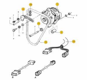 Alternator 12 V - 75 A Earth return 02-2015 -> Vetus M3.28 SOLAS M3.29