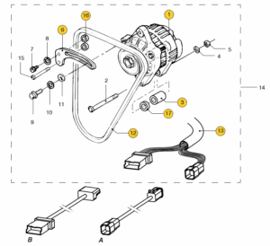 Alternator 12 V - Earth return 01-2020 -> Vetus M2.13 M2.18