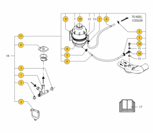 Calorifier connection II Keelcooling Vetus M2.02 M2.04 M2.06 M2.C5 M2.13 M2.18 M2.D5