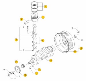 Crankshaft Piston Vetus M4.15 M4.17 M4.35 M4.45