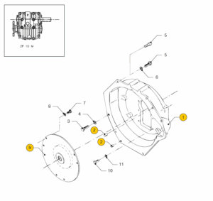 Flywheel housing ZF10M Vetus M4.15 M4.35