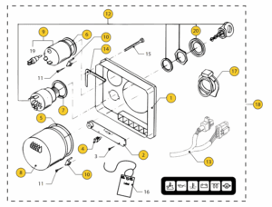 Instrument panel ‘22’ standard 2001 -> Vetus M2.02 M2.04 M2.06 M2.C5 M2.D5