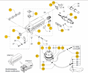 Keel cooler manifold Vetus M4.15 M4.17