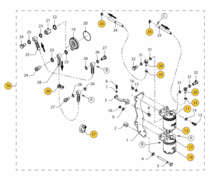 Oil filter + fuel filter separately installed Vetus M2.02 M2.04 M2.06 M2.C5 M2.D5