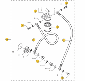 Oil filter separately installed Vetus M2.02 M2.04 M2.06 M2.C5 M2.D5