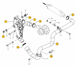Connection of circulation pump, keel cooling Vetus M4.55