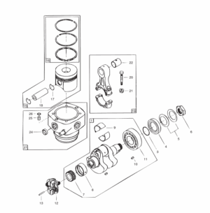 Crankshaft + piston + cylinder Vetus F1.02 F1.03