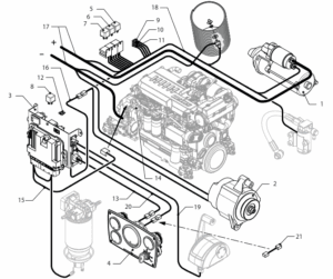 Engine wiring 12V-2p Vetus VD4.120 VD4.140 VD6.170 VD6.210