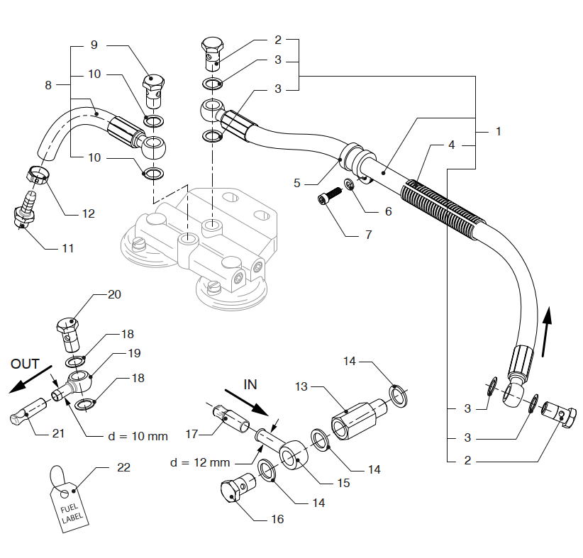 Fuel hoses Vetus VD6.170 VD6.210