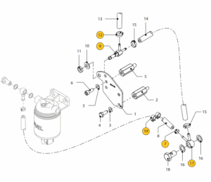 Fuel supply and return Vetus M4.56