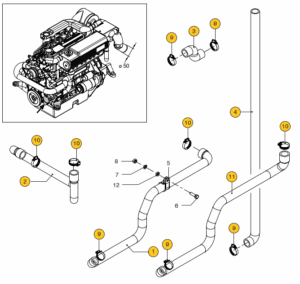 Hoses - cooling system, raw water, sea water pump type 20 Vetus M4.55