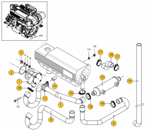 Hoses - cooling system, raw water, sea water pump type 40 Vetus M4.55
