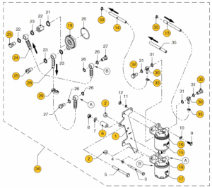 Oil filter + oil filter separately installed Vetus M4.55 M5.56