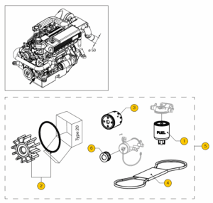 Service kit, for sea water pump type 20 Vetus M4.55