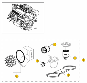 Service kit, for sea water pump type 40 Vetus M4.56