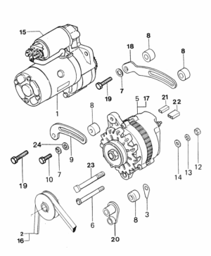 Starter motor and alternator Vetus M3.10 M4.14