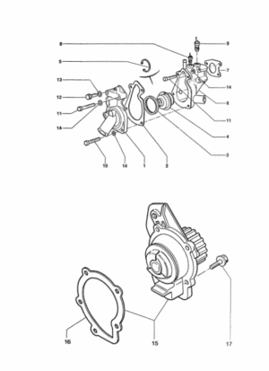 Thermostat housing circulating pump Vetus P4.17 P4.19
