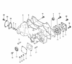 Timing gear cover Vetus M4.14