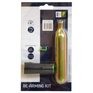 1852 Re-arming pakke 33g UML – CO2-patron + UML-klips til re-armering af oppustelige redningsveste. Køb nu og hold din vest k