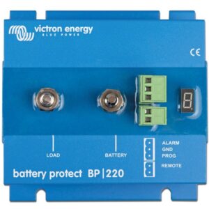 Victron BatteryProtect 6-35V beskytter batterier mod dyb afladning. Fås i 65/100/220A. Køb nu og sikr startkraften ombord.