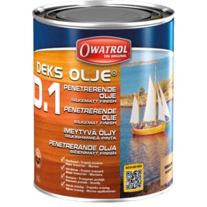 Owatrol Deks olie D1 - transparent dækolie til træbåde. Trænger dybt, kan bruges over/under vandlinjen. Vælg 1/2,5/10 l. Køb 