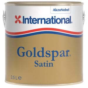 International Goldspar Satin 5 L - Halvmat polyurethan lak med UV-filter til indvendigt brug. Køb nu til din aptering. Hurtig
