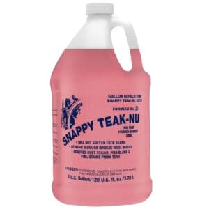 Snappy Teak-Nu – to-trins teakrens (nr.2, 3,8 L). Neutraliserer efter rens og forbereder teak til Sealer eller olie. Køb nu t