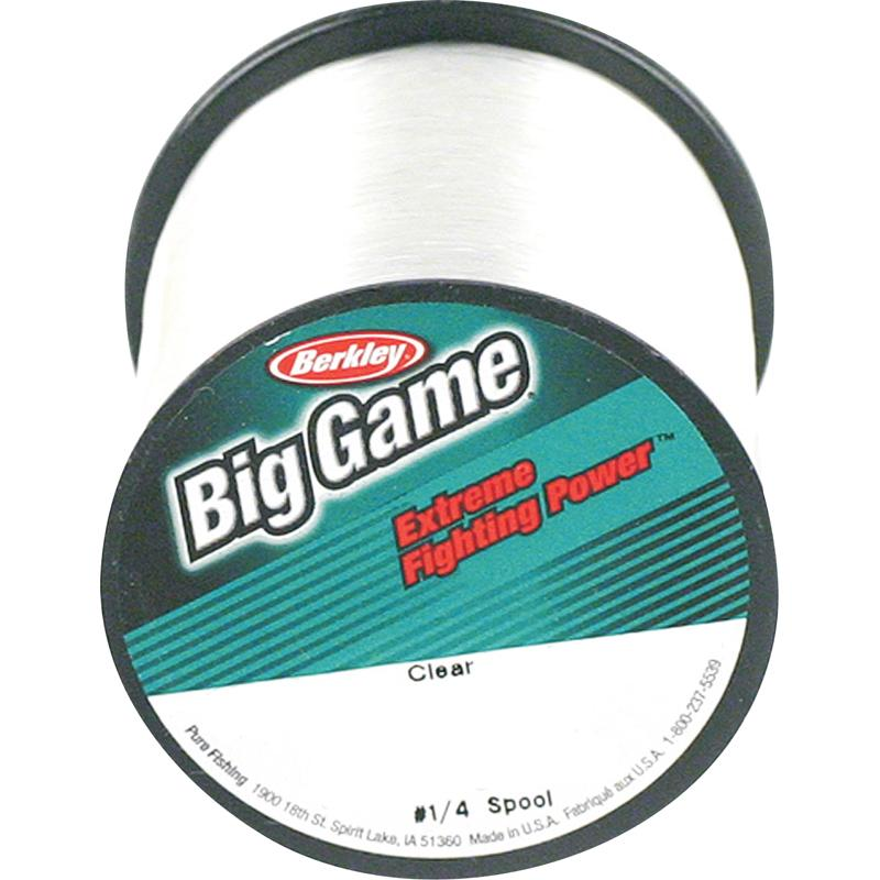 Big Game line fra Berkley fås i 3 varianter med Mål: 0,38 mm / 600 m, 0,46 mm / 600 m, 0,48 mm / 600 m.