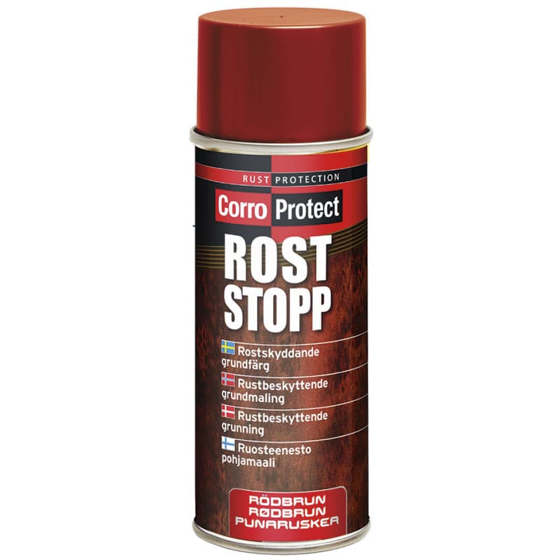 CorroProtect RUST-STOP er en rustbeskyttende grundmaling. Vælg mellem 400ml spray og 250ml dåse til praktisk rustbeskyttelse.