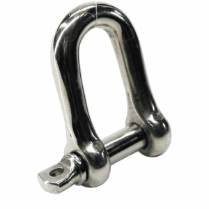 D-sjækel i rustfrit syrefast stål A4 AISI316 fås i 8 varianter med Bolt Diam: 4 mm, 5 mm, 6 mm, 8 mm, 10 mm, 12 mm, 14 mm, 16 mm.
