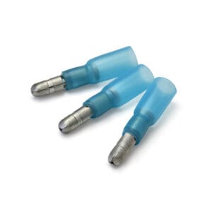 Krympbare rundstik han i pakke med 10 stk. Vælg mellem 4,0 mm (rød), 5,0 mm (blå) og 5,0 mm (gul). Se størrelser.