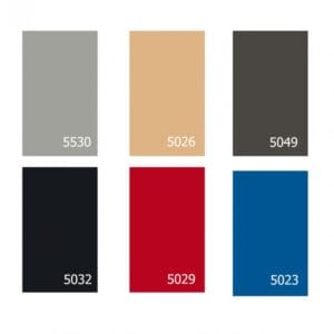 Kalechestof i 100% acryl fås i 6 varianter med Farve: 5029 Jockey Red, 5023 Pacific Blue, 5026 Dune, 5530 Cadet Grey, 5049 Charcoal Grey, 5032 Jet Black.