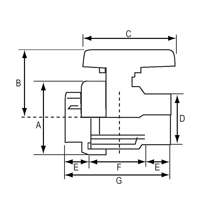 Kugleventil i PVC til marine applikationer. Vælg mellem 3/4", 1", 1 1/4" og 1 ½".