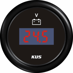 KUS/Sensotex digitalt voltmeter 9-32 V fås i sort og hvid. Vælg variant til overvågning af det elektriske system ombord.