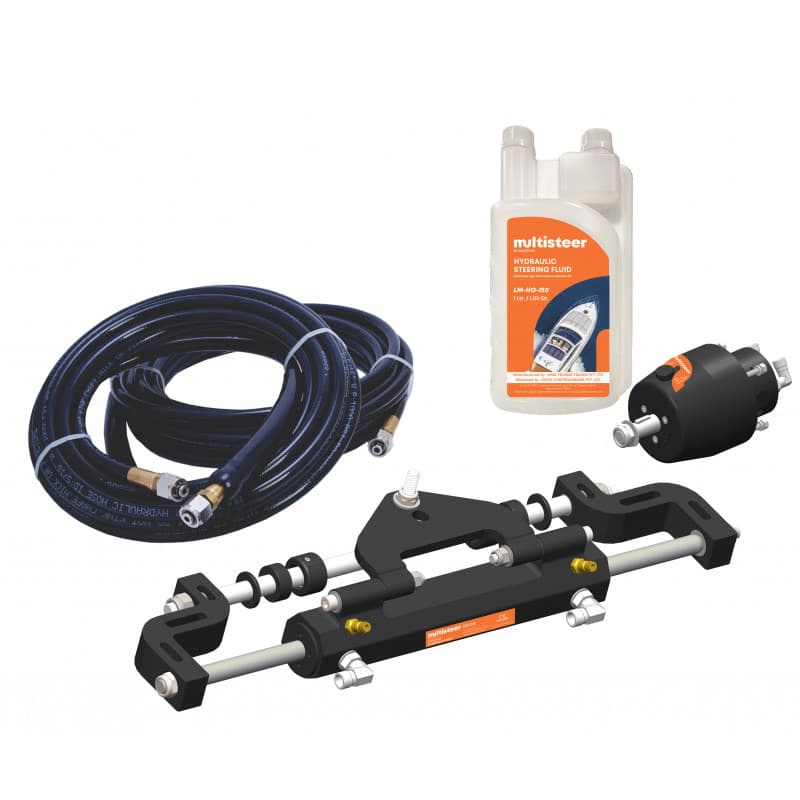 Få præcis styring med Multisteer hydraulisk styring til udenbords motorer op til 115 hk. Optimal kontrol og sikkerhed ombord.