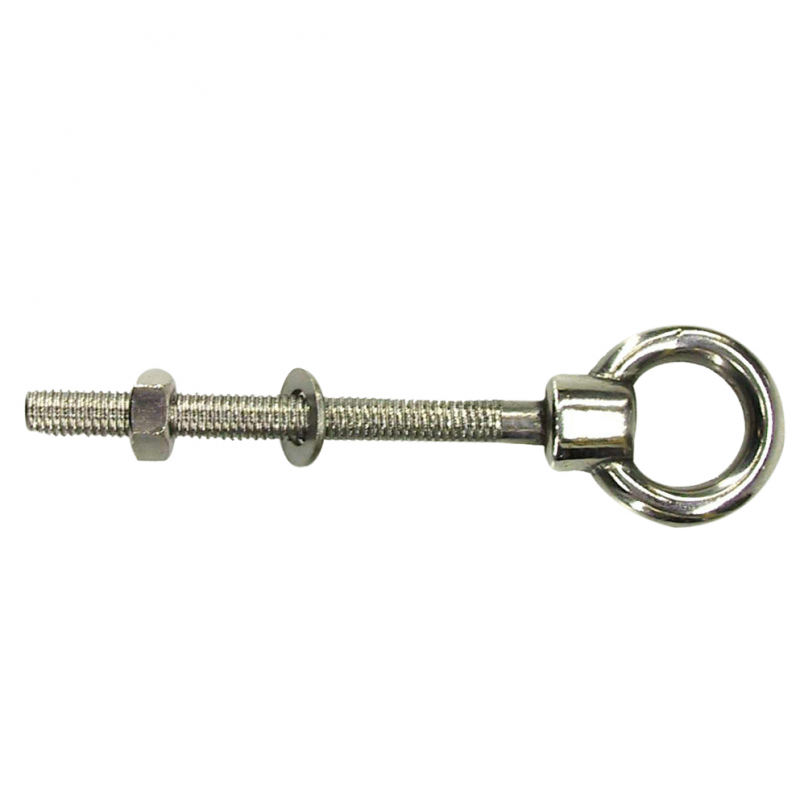 Øjebolt i rustfrit stål AISI 316 til rig og dæksudstyr. Vælg mellem varianter med bolt diametre på 6 mm, 8 mm, 10 mm og 12 mm.