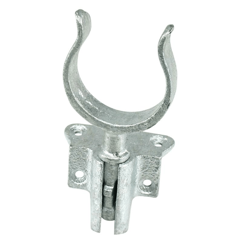 Galvaniseret patentåregaffel med bøsning fås i 2 varianter med Hul Dia - Pind Dia: 50 mm / 13 mm, 57 mm / 13 mm.