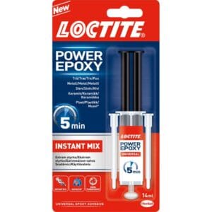Køb Loctite Power Epoxy Instant Mix til hurtige reparationer ombord. Hærder på 5 minutter og tåler varme op til 100°C. Effektiv og nem at bruge.