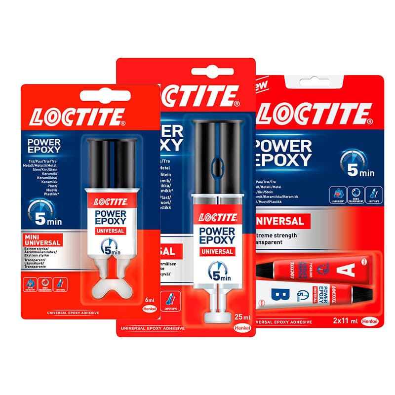 Loctite Power Epoxy er en 2-komponent lim til reparationer. Vælg mellem 6 ml, 22 ml og 25 ml. Se størrelser.
