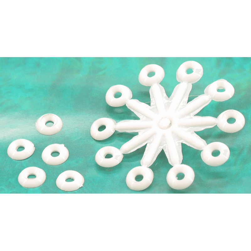 Pynteskiver - Plast fra Nuova Rade fås i 3 varianter med Skrue maal: 3,5 mm, 4,5 mm, 5,5 mm.