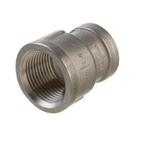 Vælg reduktionsmuffe i rustfrit stål AISI 316 med gevindmål 3/8" x 1/4" eller 1/2" x 3/8". Se størrelser.