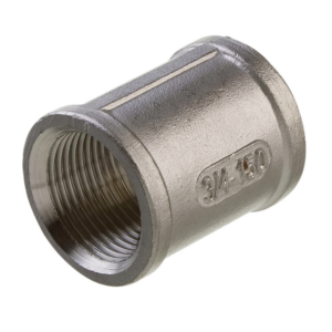 Rørmuffe i rustfrit stål AISI 316 til marinebrug. Vælg variant med gevindmål fra 3/8" til 2".