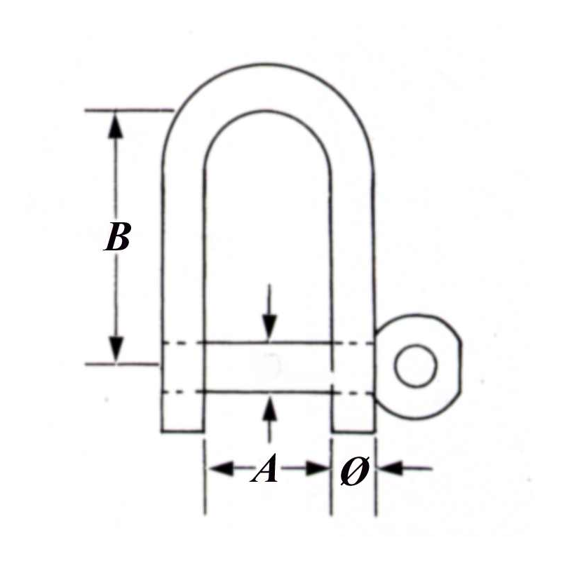 Sjækel i fladstål i rustfrit stål fås i 6 varianter med Mål: 6x16x48mm, 4x10x15mm, 5x12x17mm, 5x12x25mm, 6x15x24mm, 8x18x42mm.