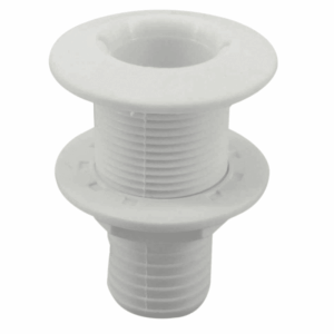 Vælg mellem skroggennemføringer i plast med studsdiametre fra 15 mm til 40 mm. Find den rette variant til din båd.