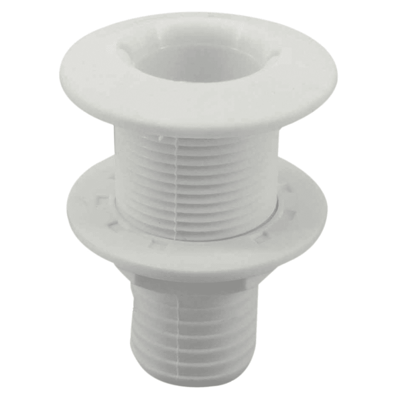 Vælg mellem skroggennemføringer i plast med studsdiametre fra 15 mm til 40 mm. Find den rette variant til din båd.