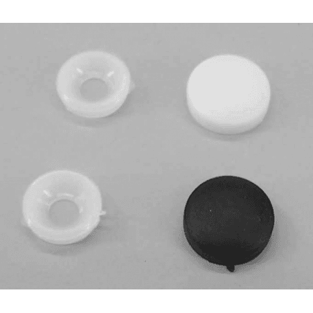 Skrueskjuler i hvid eller sort plast fås i 4 varianter med Farve: Sort, Hvid.