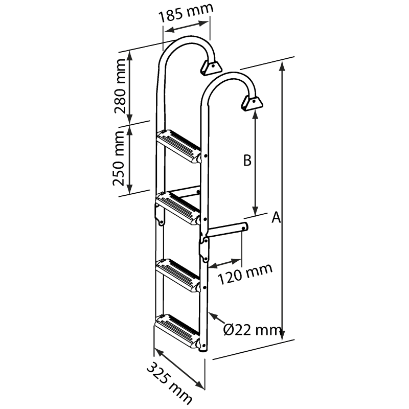 Snekke badestige fra Lalizas fås i 3 varianter med Laengde udslaaet: 155 cm, 105 cm, 130 cm.