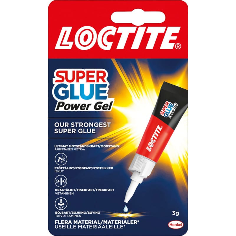 Loctite Super Glue Flex Gel til limning. Vælg mellem Tube og Control håndgreb. Se størrelser.