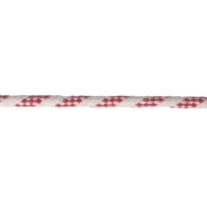 Superskøde dobbeltflettet hvid/rød fås i 6 varianter med O mm: 6 mm, 8 mm, 10 mm, 12 mm, 14 mm, 16 mm.