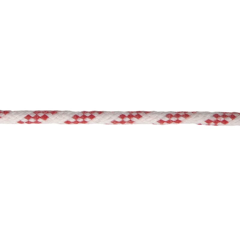 Superskøde dobbeltflettet hvid/rød fås i 6 varianter med O mm: 6 mm, 8 mm, 10 mm, 12 mm, 14 mm, 16 mm.